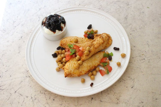 Harissa Chicken Breast With Spiced Raisin Yogurt